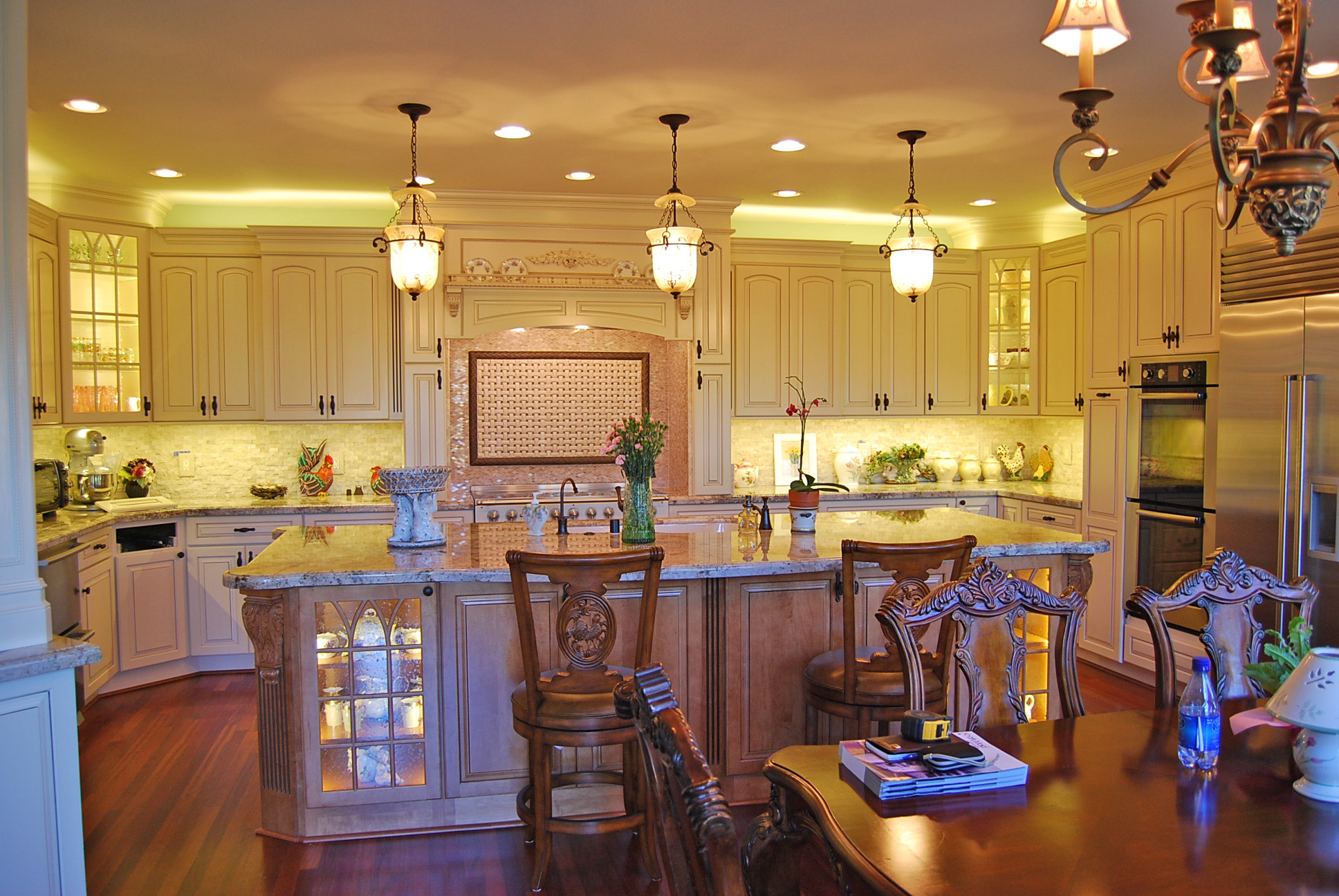 This is a 3D Remodeling designed and built kitchen remodel in Danville.  New walls, electrical, lighting, KraftMaid cabinetry, countertops, flooring.